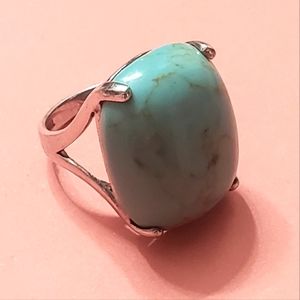 925 sterling silver natural blue turquoise ring